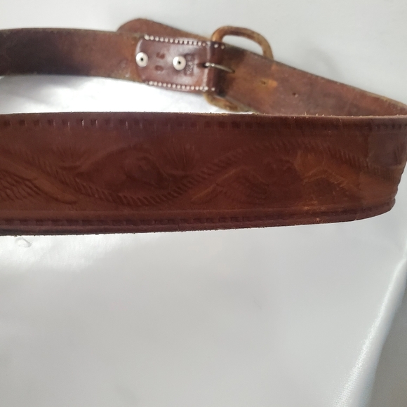 Vintage Men's Brown Western Leather Belt - Picture 6 of 11